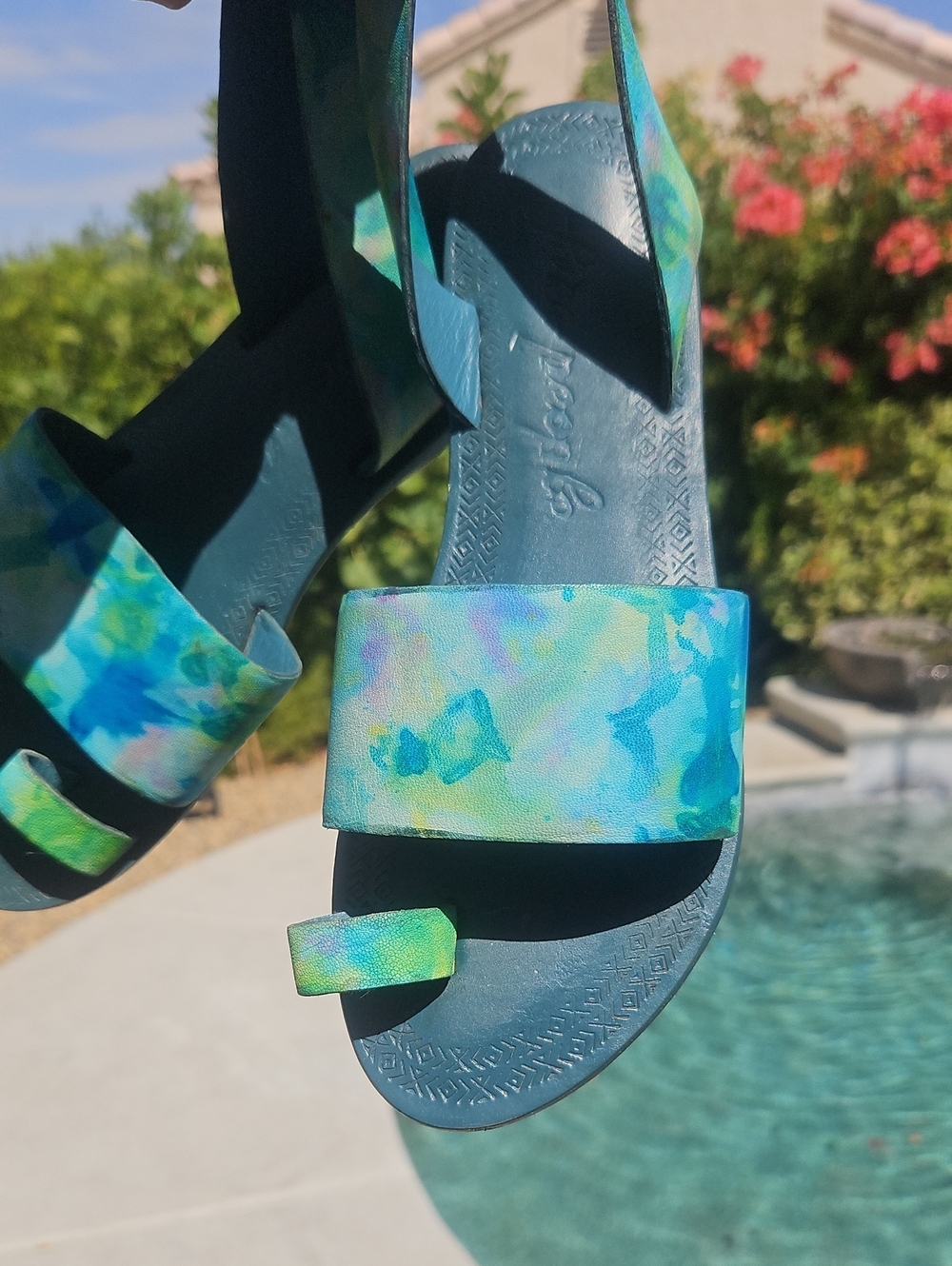 Free People Teal Green Strappy Sling Sandals